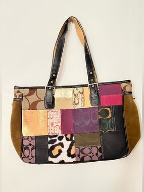 Pre Y2K Patchwork Shoulder Bag in Multi Color with dust bag